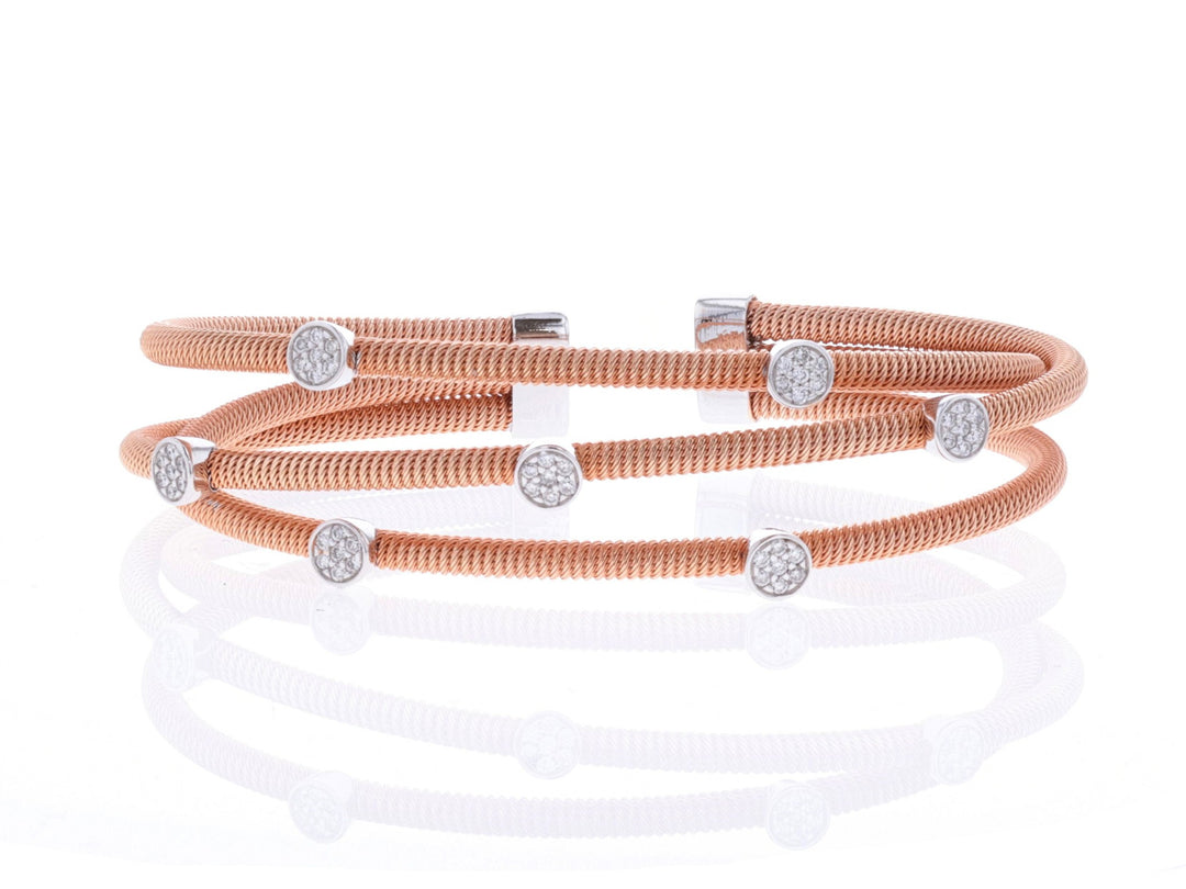 14KT Rose and White Gold 0.55ctw Diamond Multi-band Bangle
