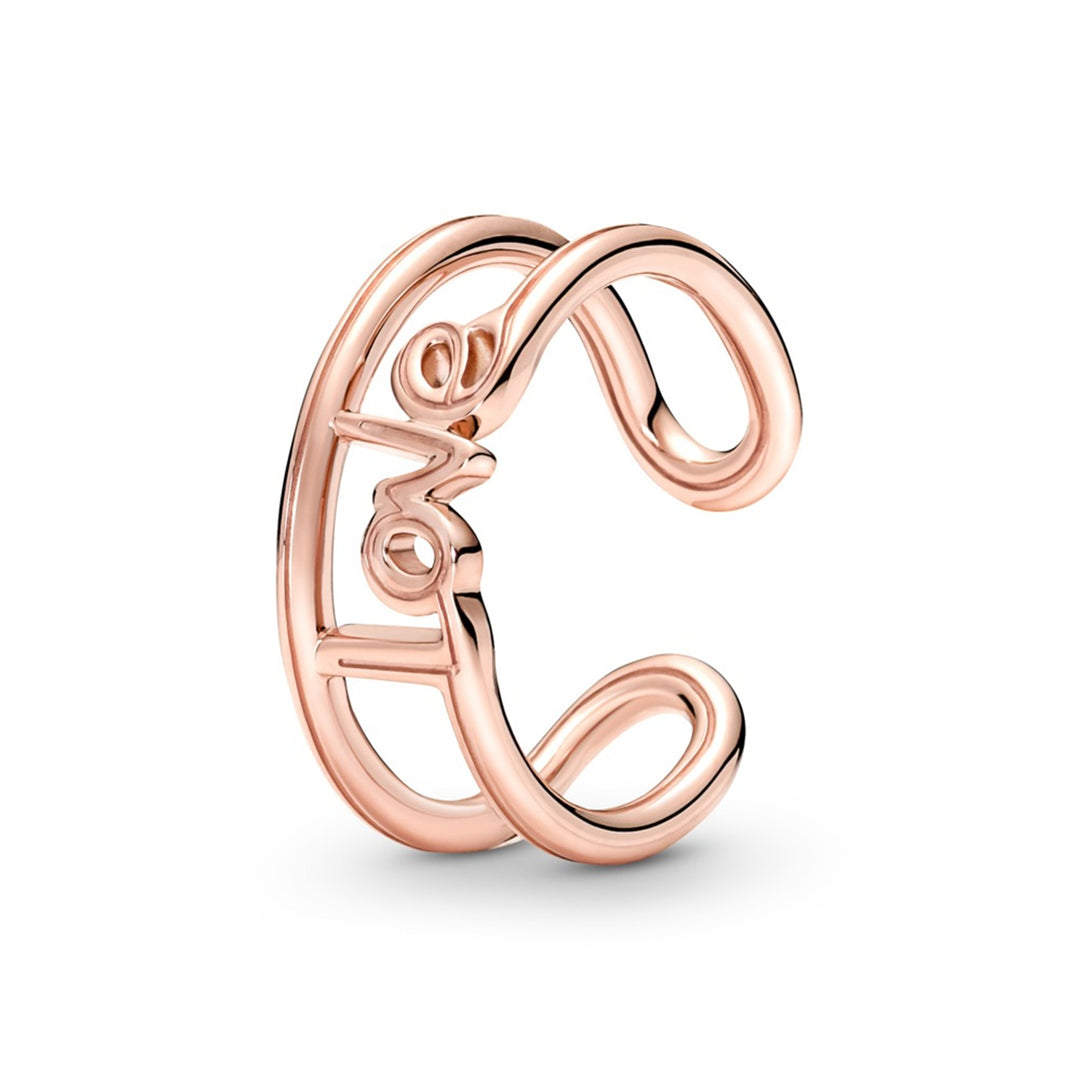 Love  script 14k rose gold-plated ring