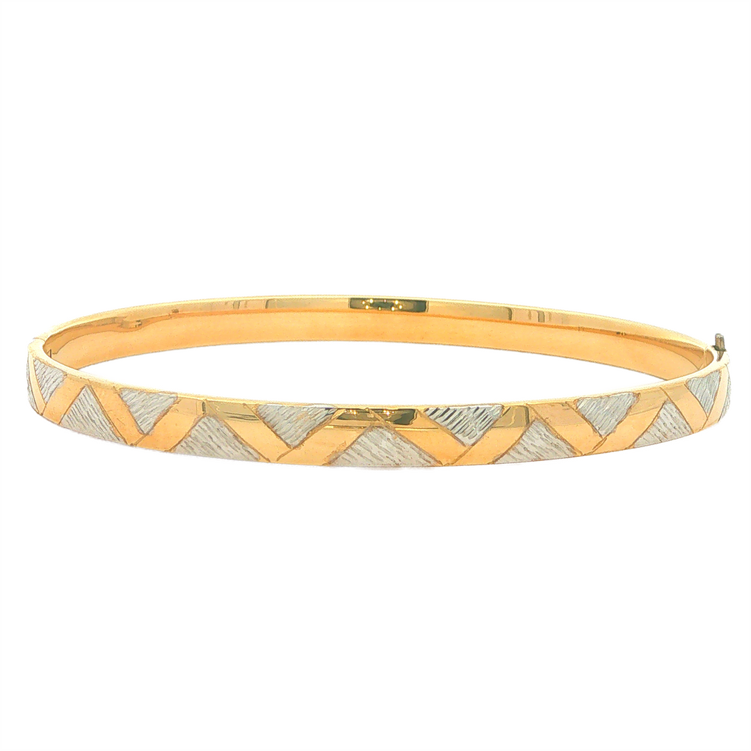 10KT Yellow And White Gold Bangle Bracelet