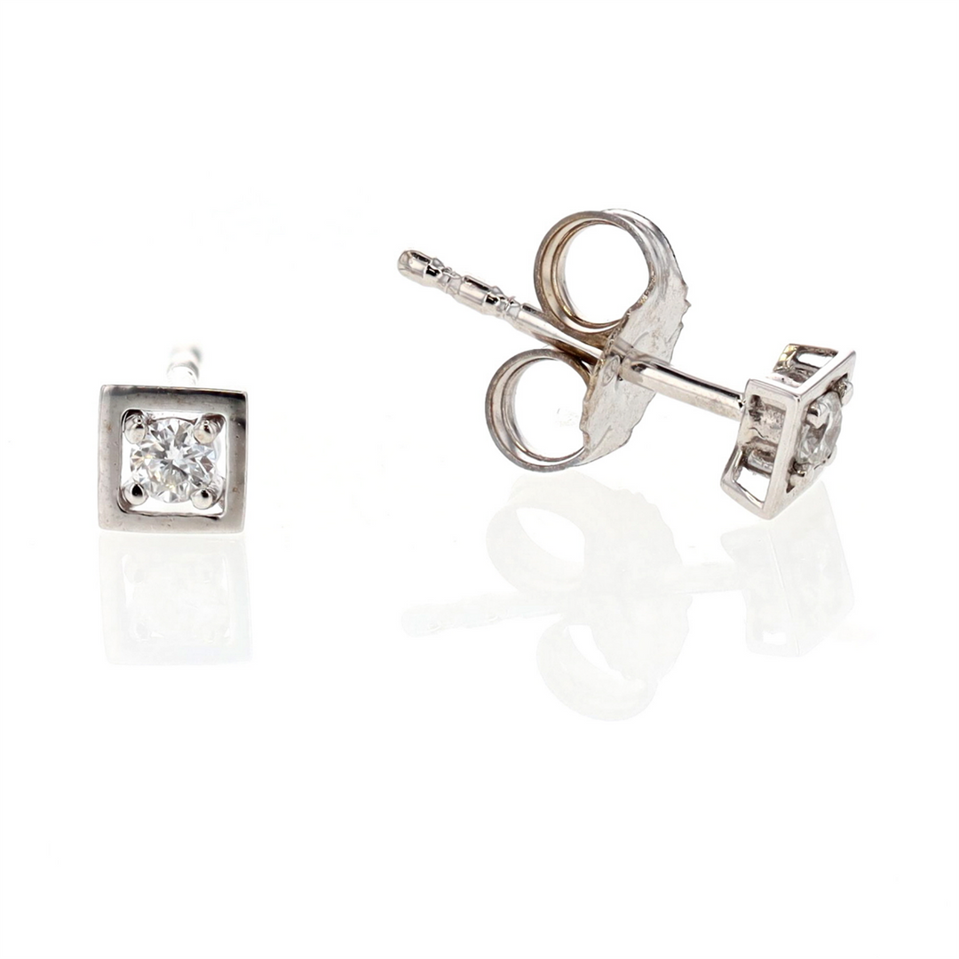10KT White Gold 0.08ctw Diamond Stud Earrings
