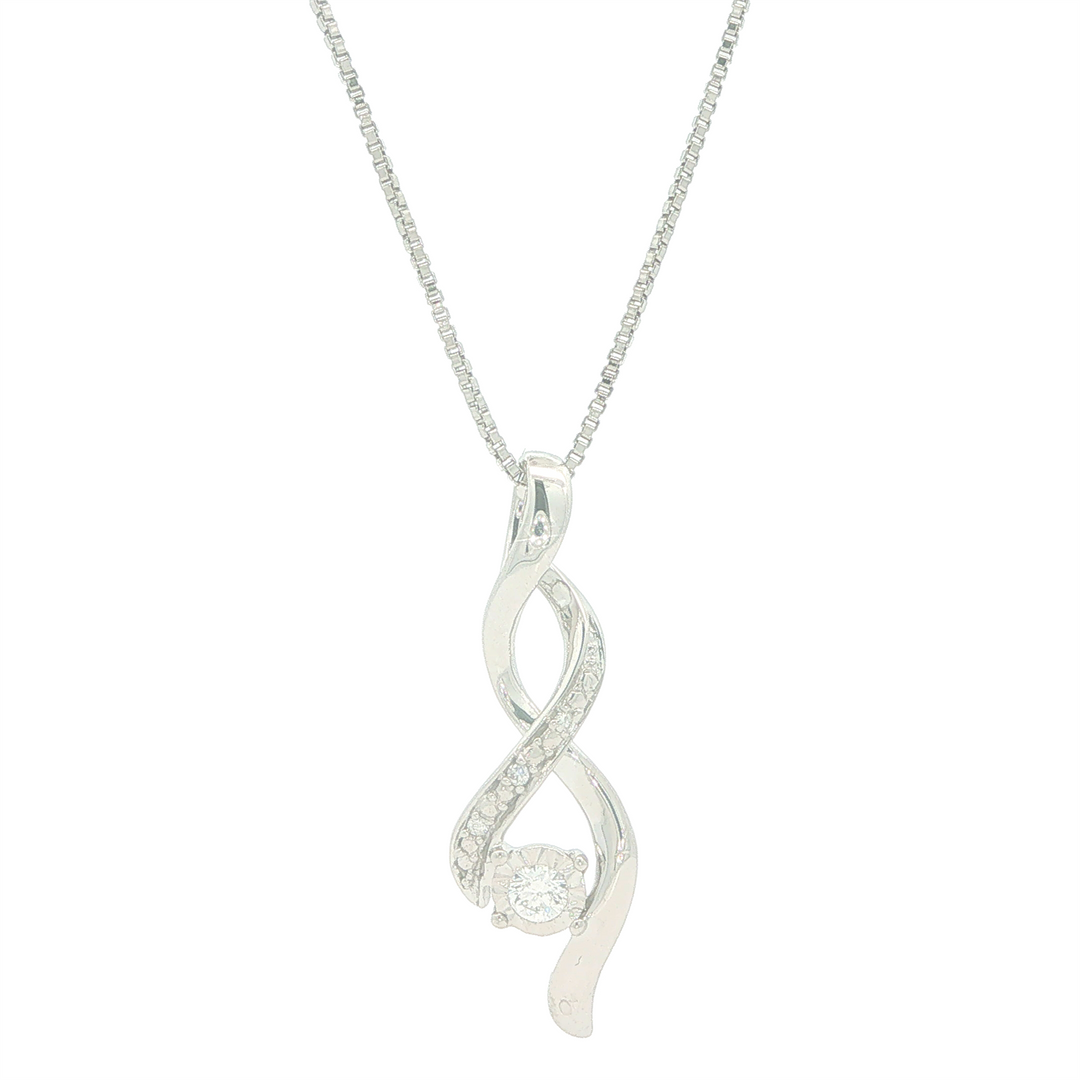 Sterling Silver 0.09cttw Diamond Illuminaire Pendant Necklace 18"