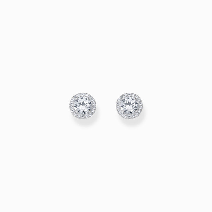 Thomas Sabo Silver Halo Ear Studs With White Zirconia In Brilliant Cut