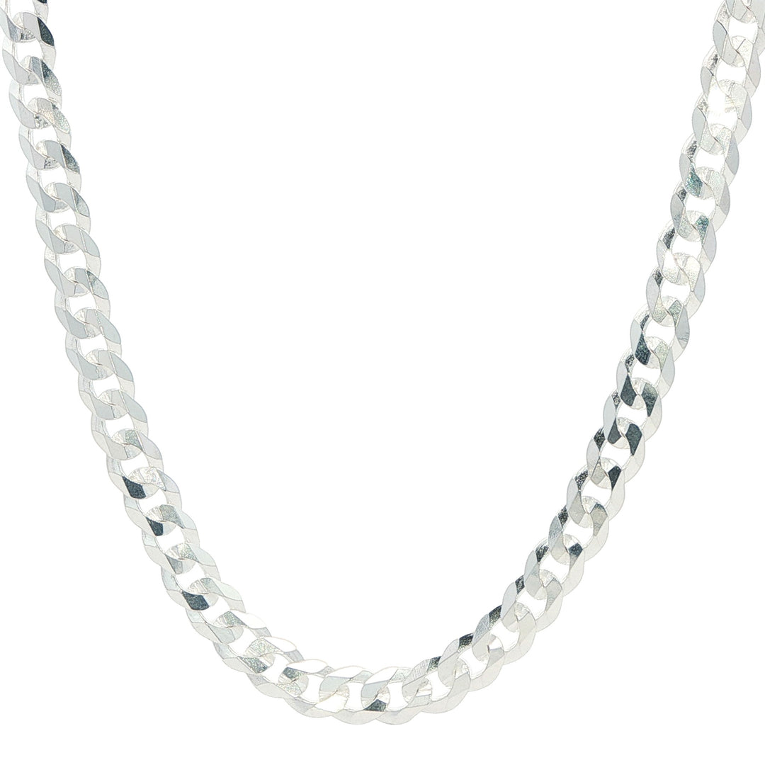 Sterling Silver Diamond Cut 4.5mm Flat Curb 20" Chain