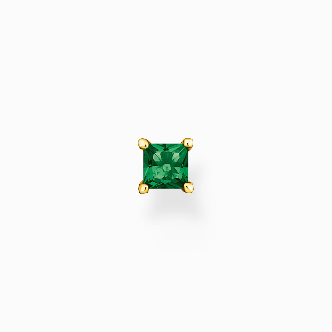 Thomas Sabo Sterling Silver Gold Plated Green Stone Single Stud Earring