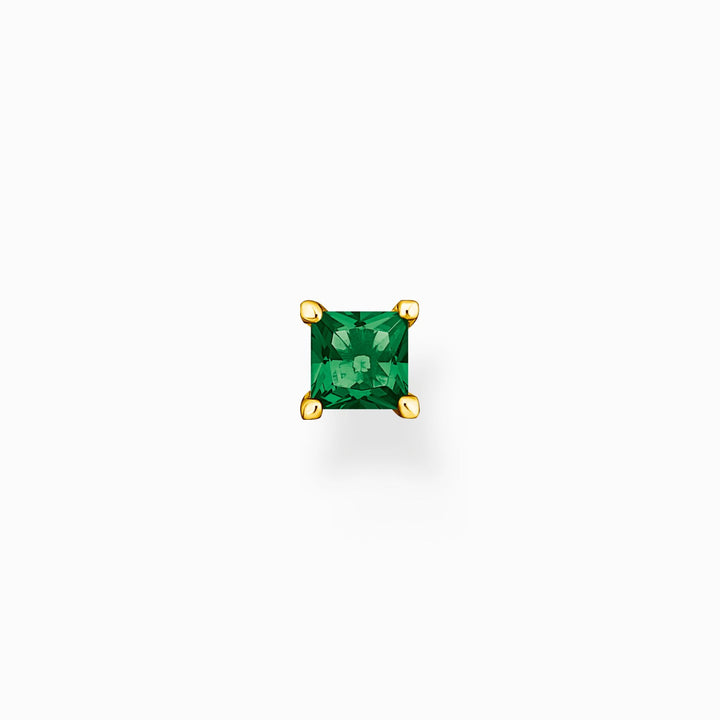 Thomas Sabo Sterling Silver Gold Plated Green Stone Single Stud Earring