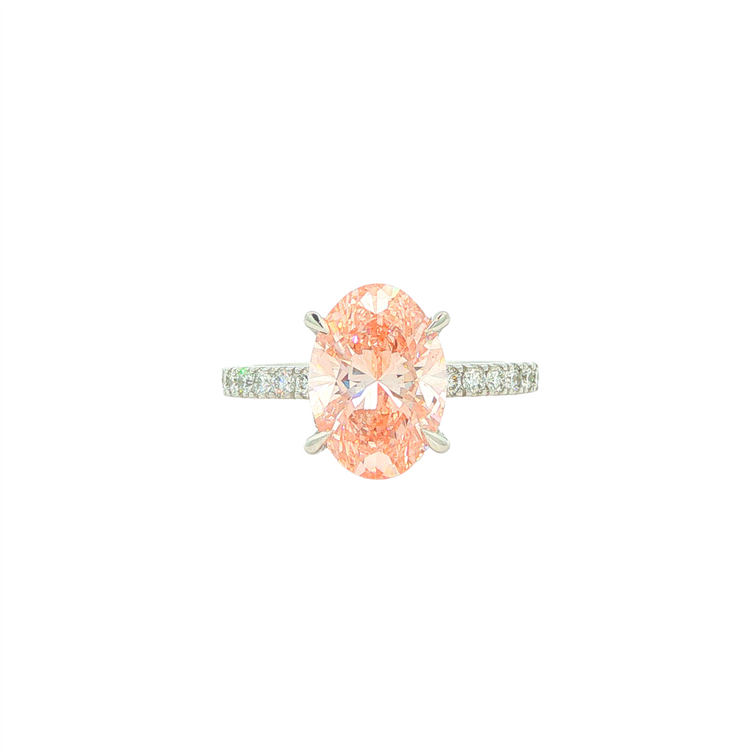 14KT White Gold 3.48cttw Lab Grown Pink Diamond Engagement Ring