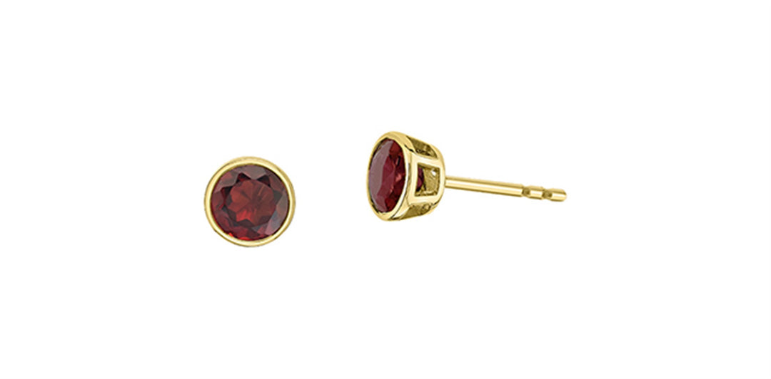 10K Yellow Gold Garnet Stud Earrings
