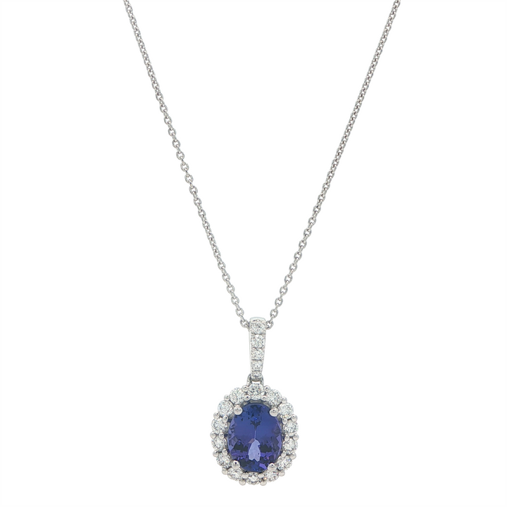 18K White Gold Tanzanite 0.40ctw Diamond 16+2" Necklace
