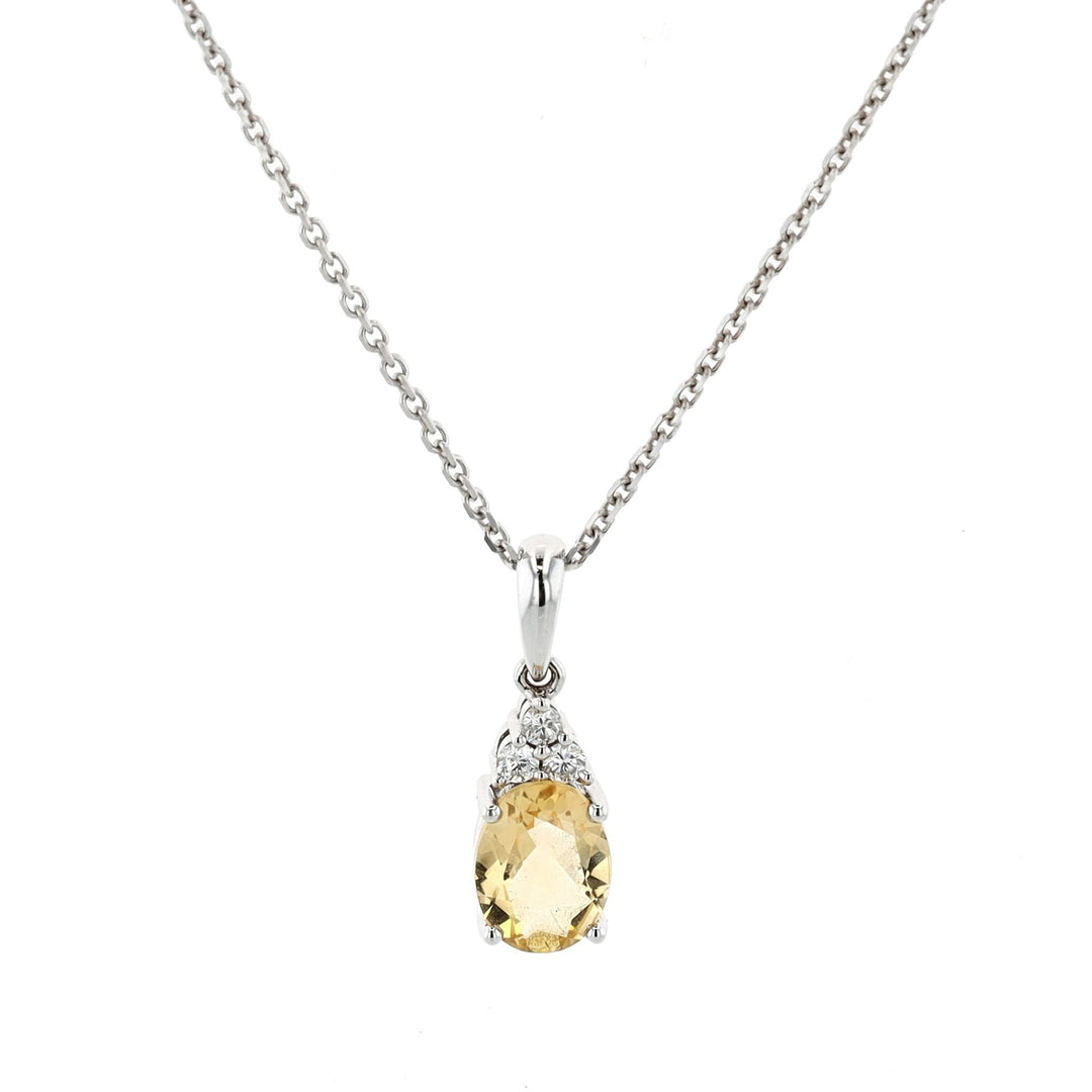 18KT White Gold Citrine and 0.08ctw Diamond 18" Necklace