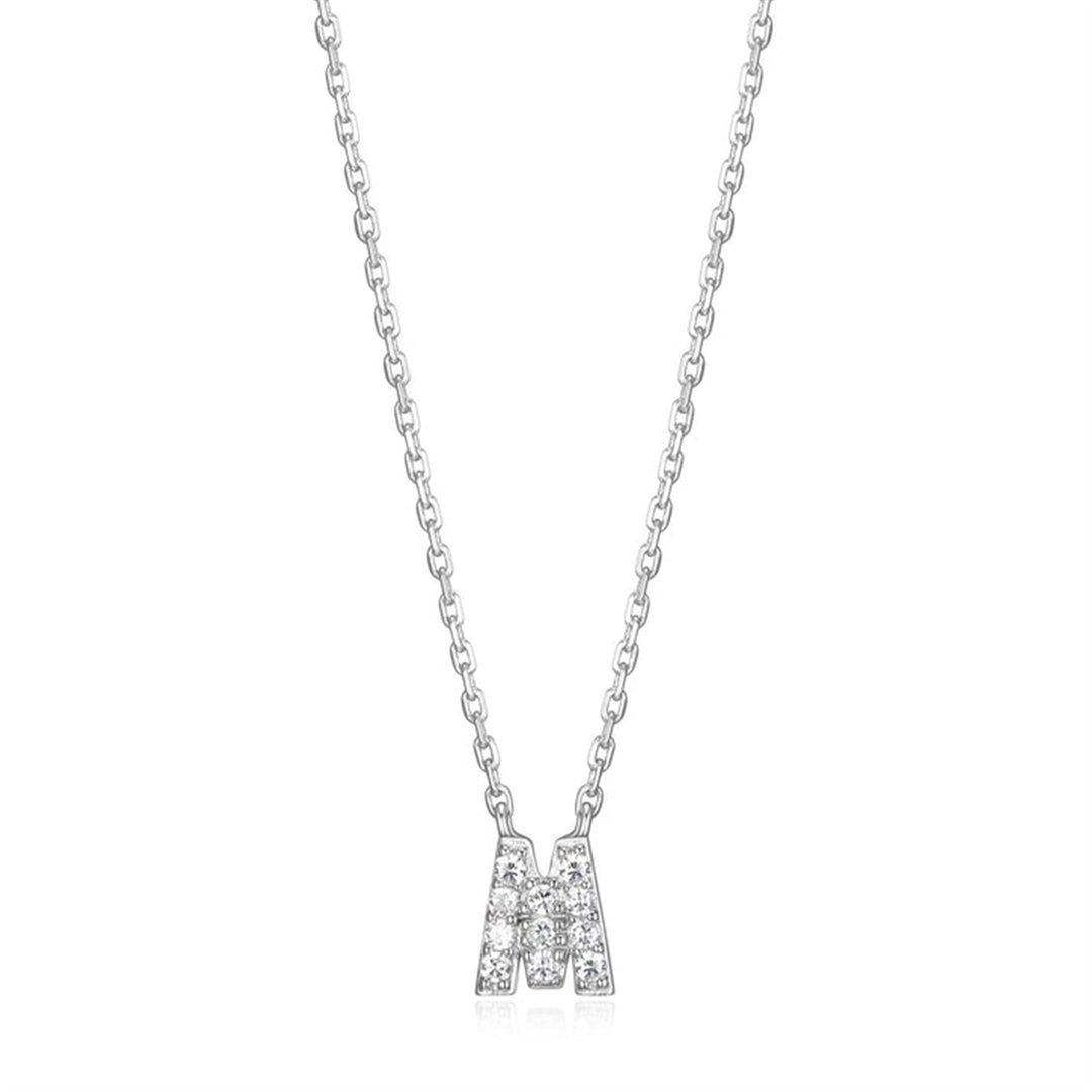 REIGN Sterling Silver "M" Cubic Zirconia 18" Necklace