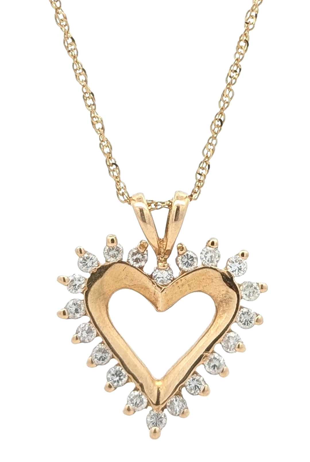 14KT Yellow Gold 0.33ctw Diamond 18" Estate Heart Necklace