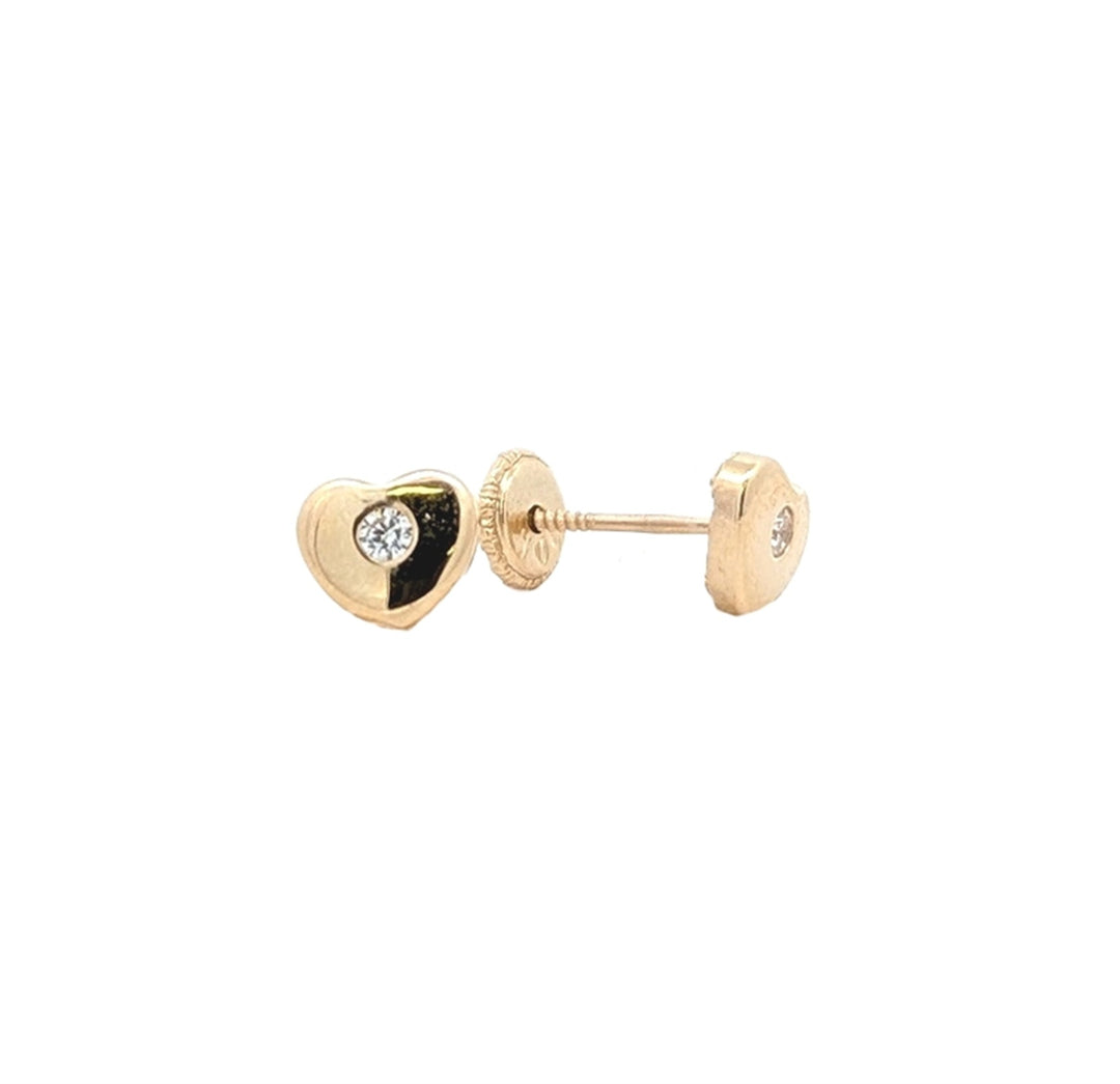10K Yellow Gold CZ Heart Stud Earrings