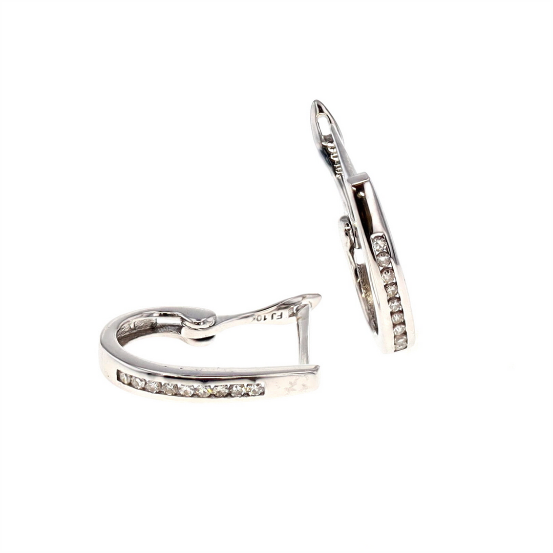 10KT White Gold 0.10ctw Diamond Hoop Earrings