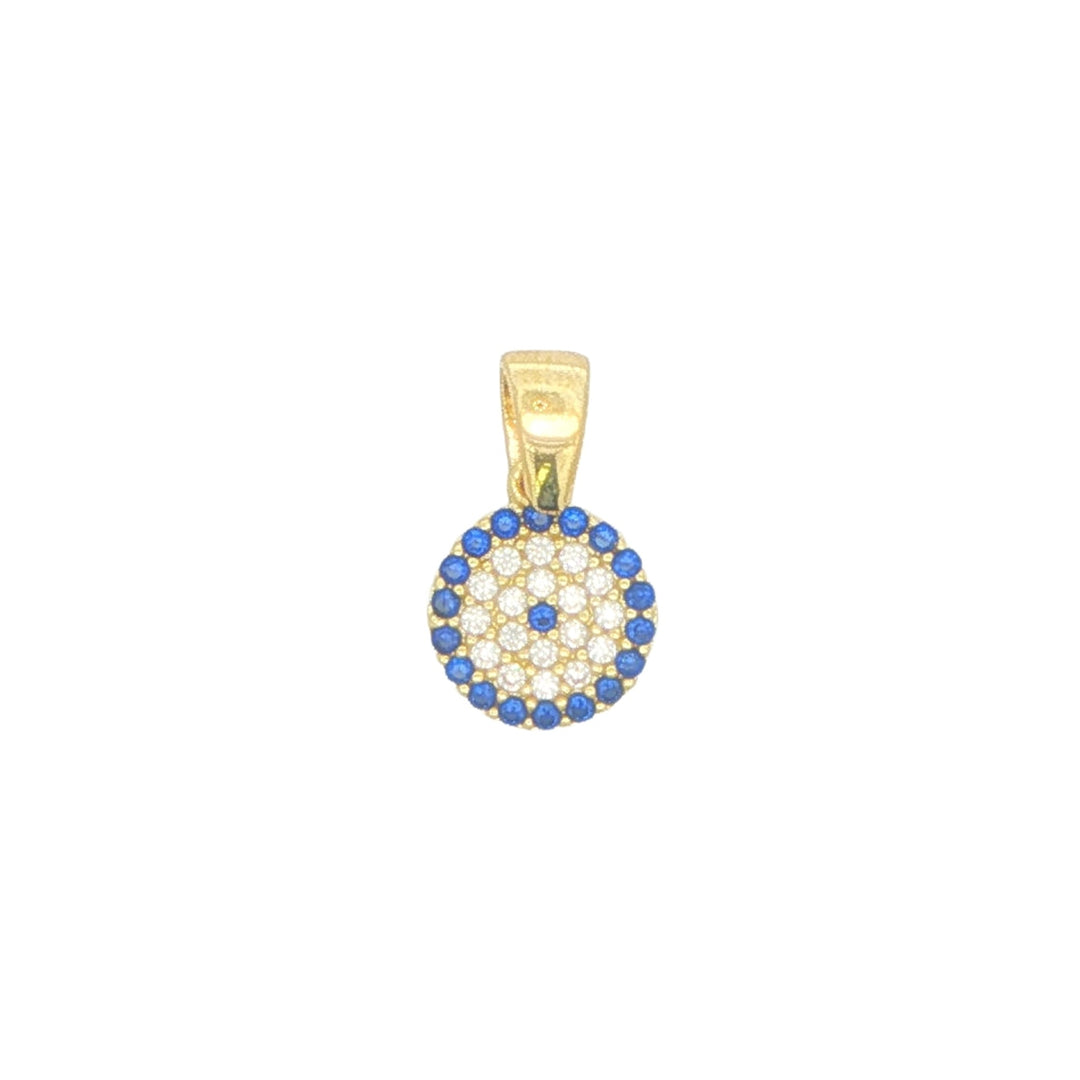 10K Yellow Gold White and Blue CZ Pendant