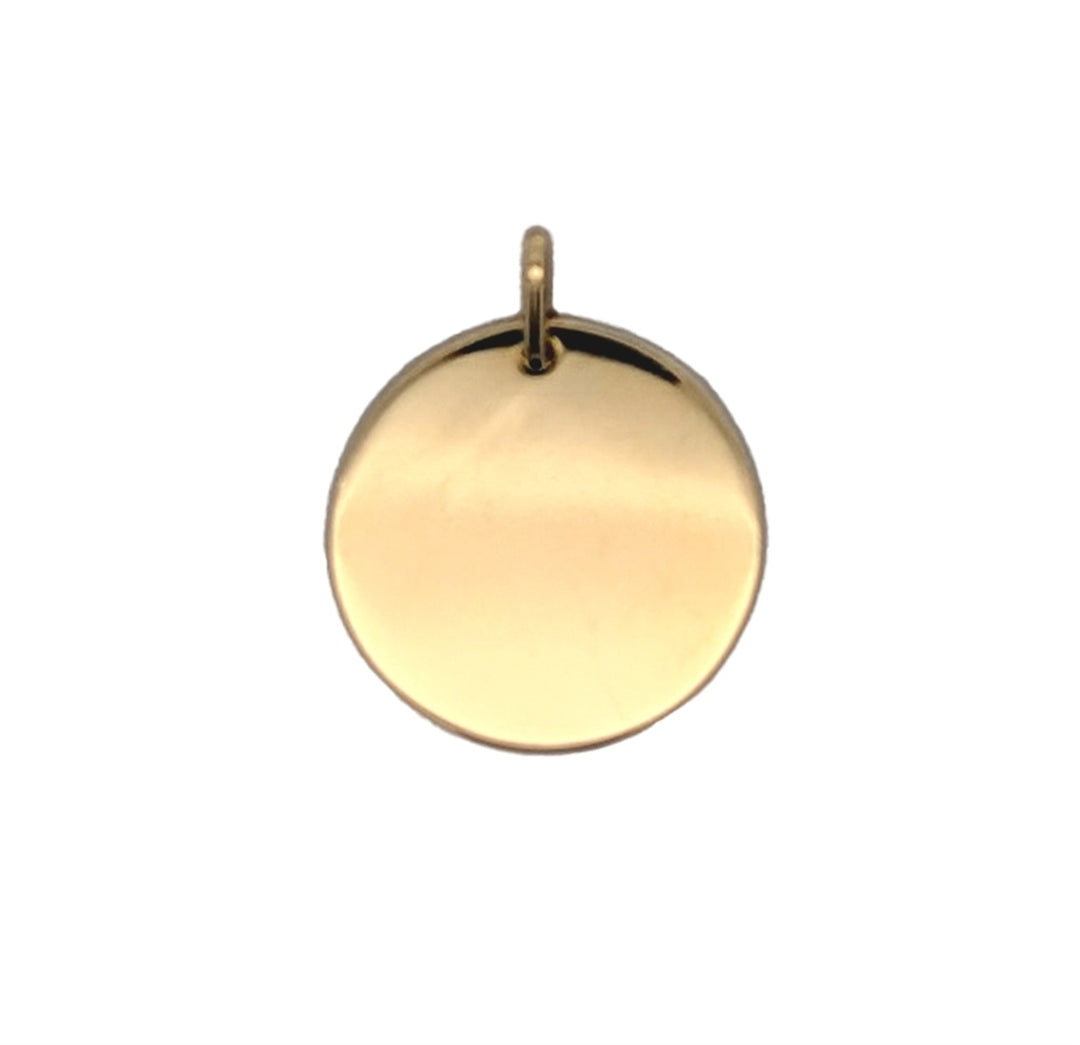 10K Yellow Gold Round Dog Tag Pendant