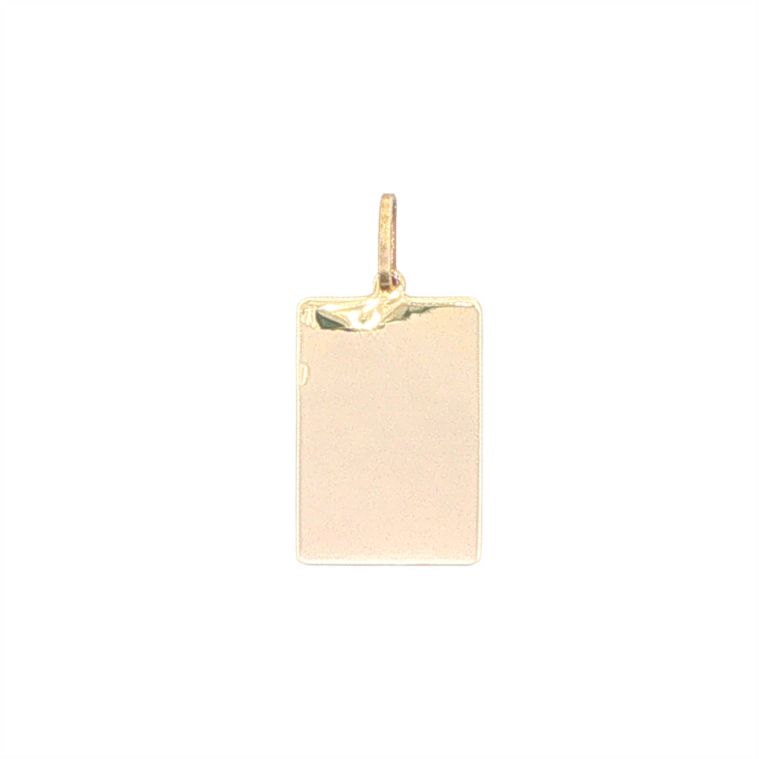 10K Yellow Gold Rectangular Tag Pendant (2 x 1 1/4 cm)