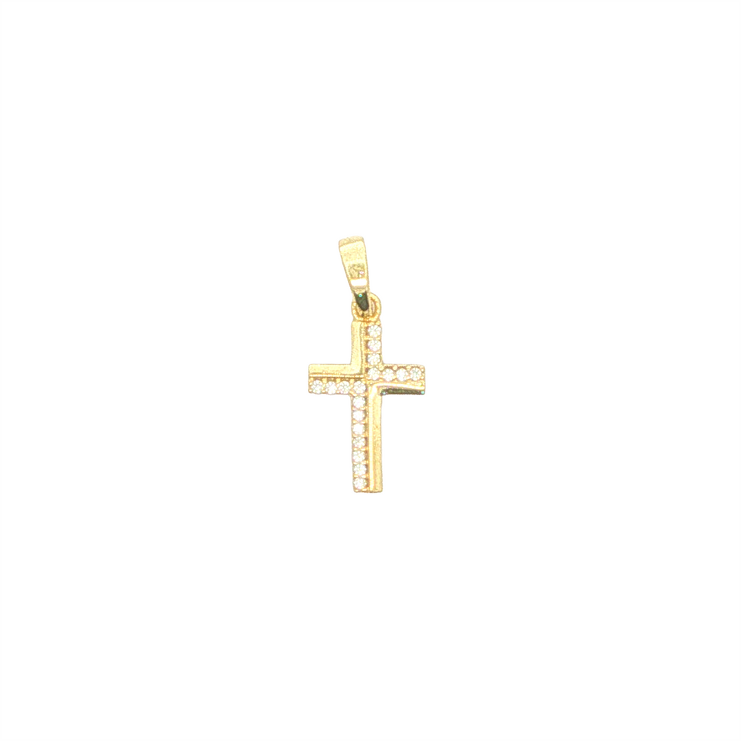 10K Yellow Gold and Cubic Zirconia Cross Pendant