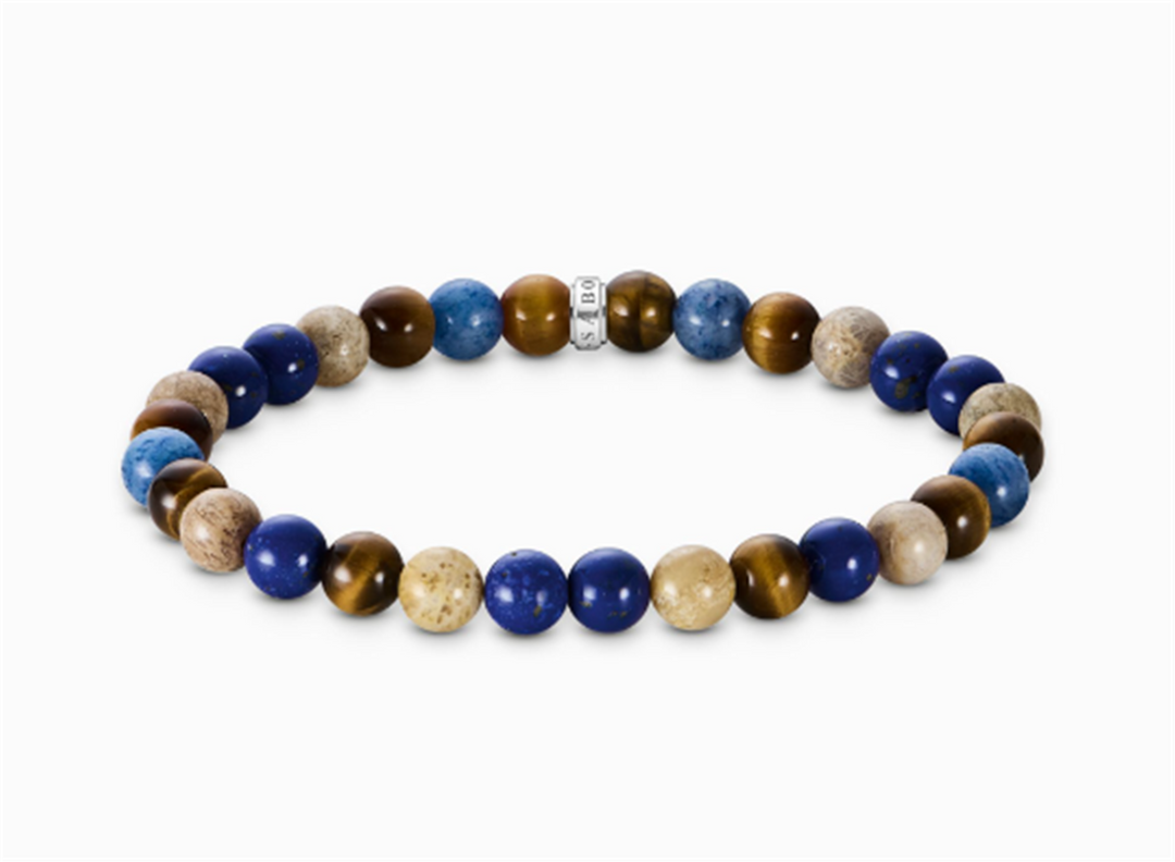 Thomas Sabo Brown Blue 7 mm Bead Bracelet