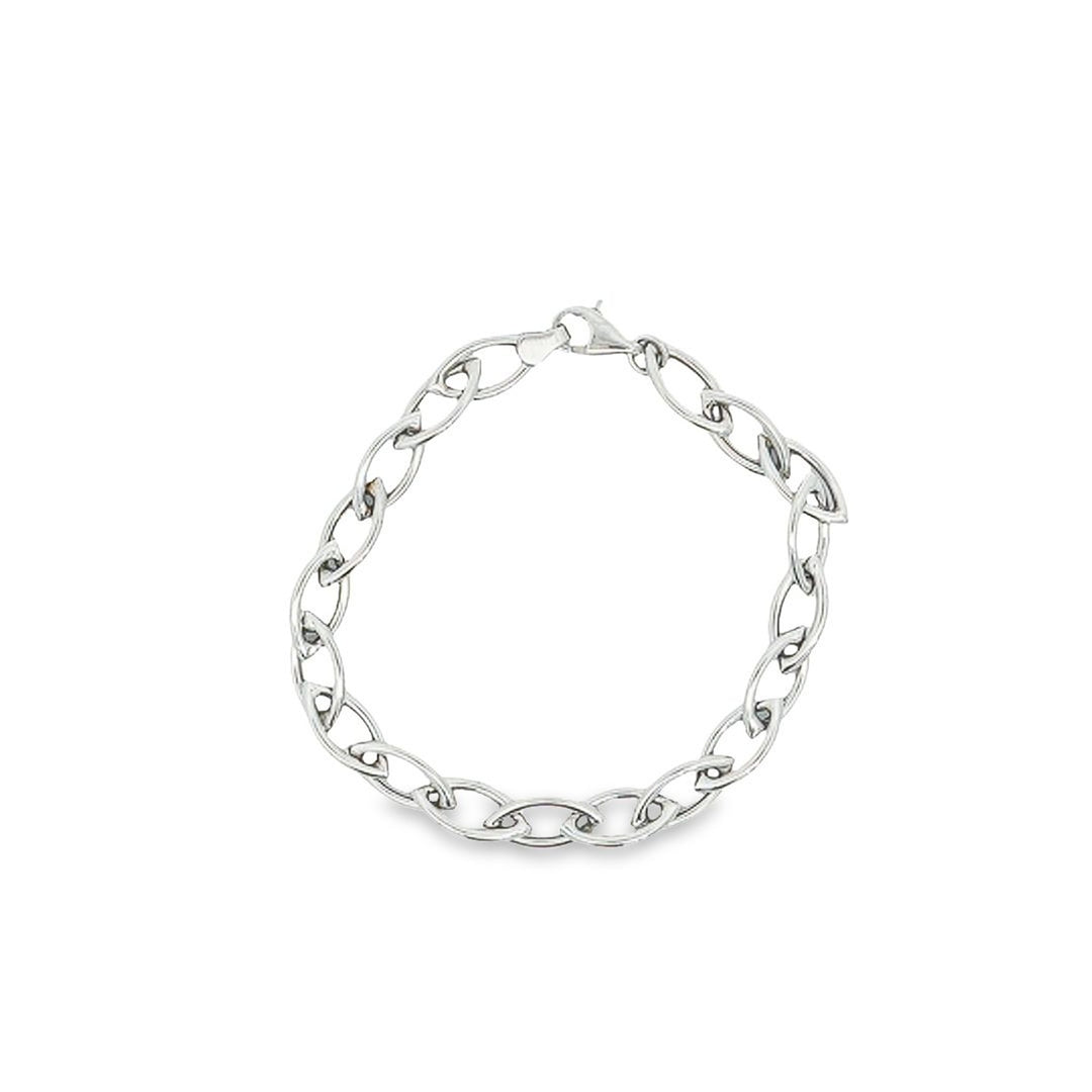 10KT White Gold 7.5" Oval Link Bracelet