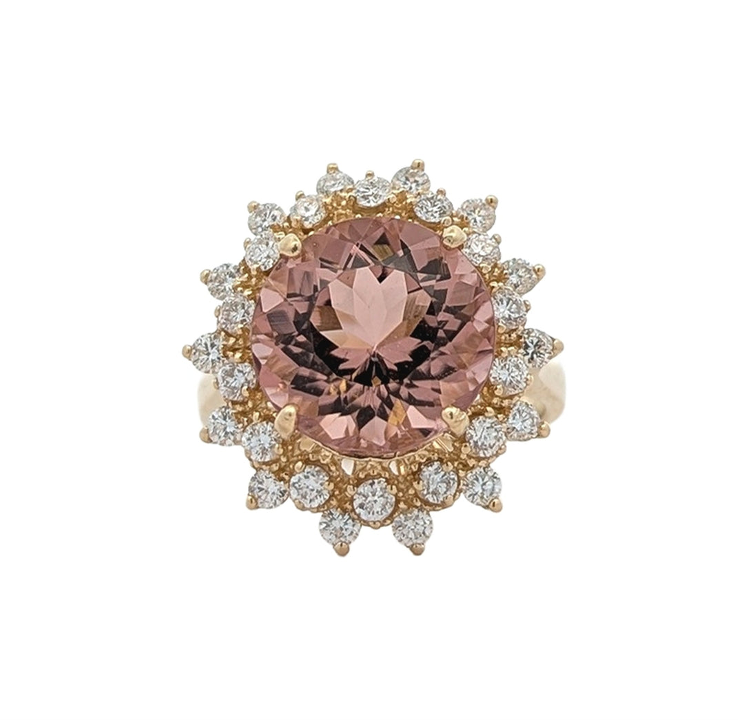 14K Yellow Gold 0.70ct. Diamond Brown Topaz Estate Ring