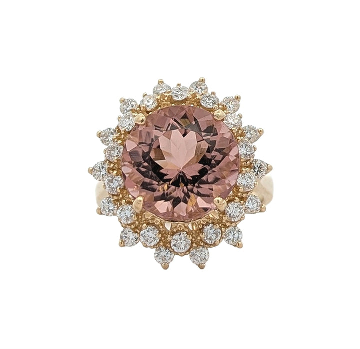 14K Yellow Gold 0.70ct. Diamond Brown Topaz Estate Ring