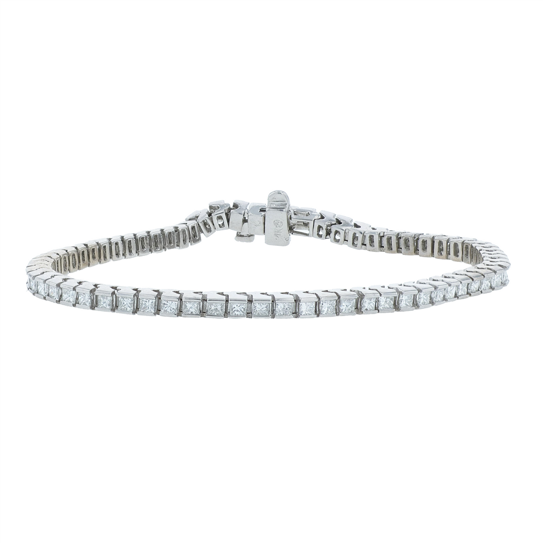 14KT White Gold 3.00cttw Diamond Estate Tennis Bracelet 6.75"