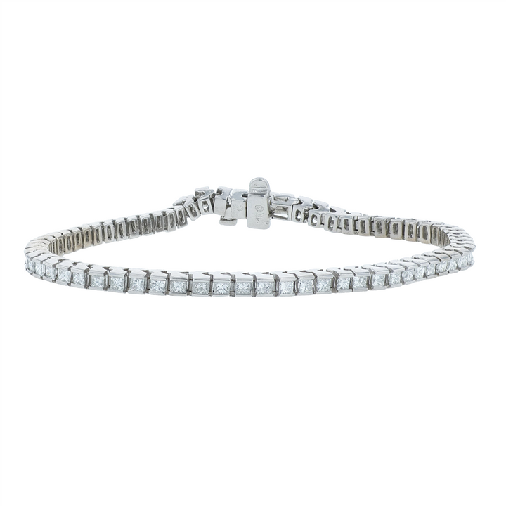 14KT White Gold 3.00cttw Diamond Estate Tennis Bracelet 6.75"