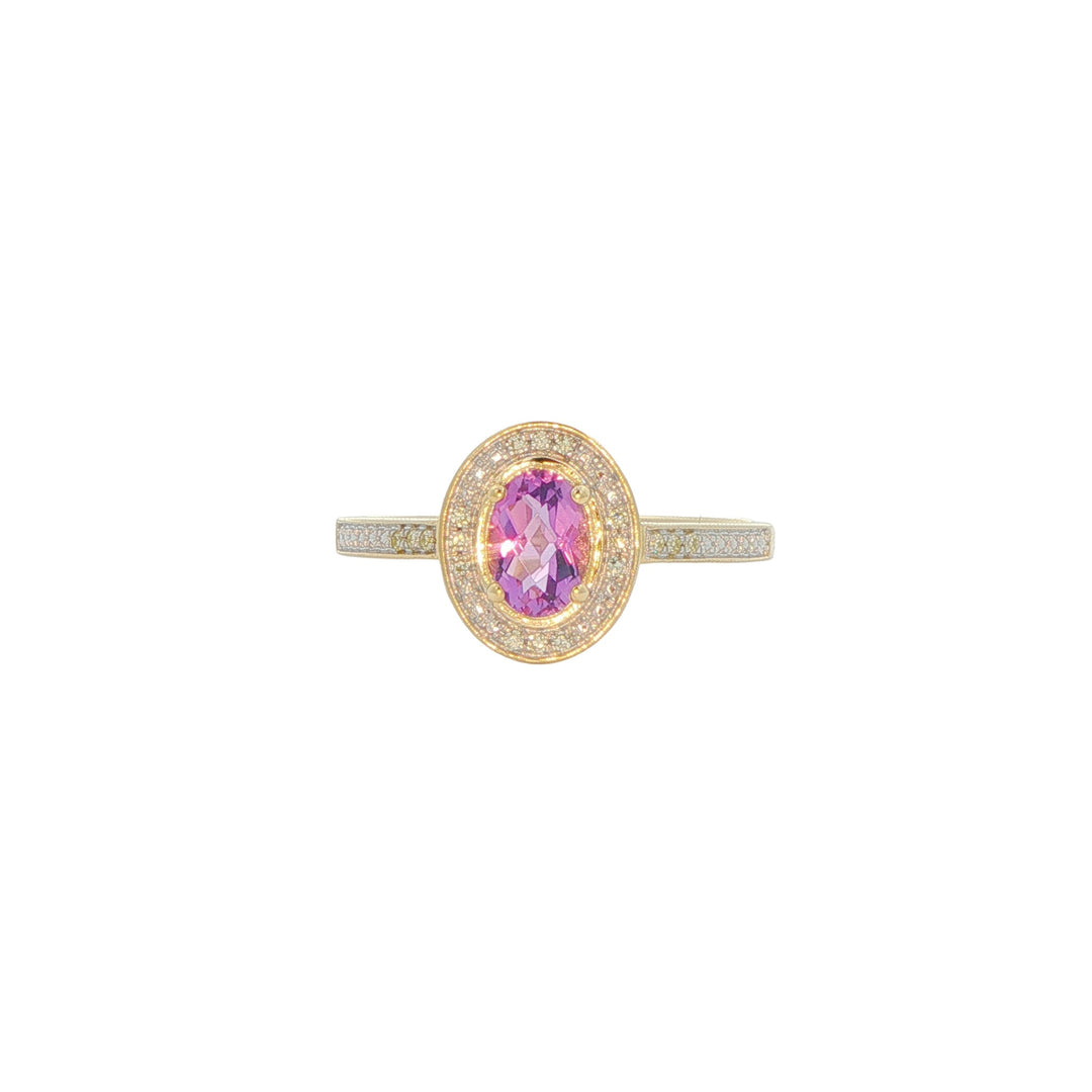 10K Yellow Gold Amethyst 0.06ctw Diamond Ring