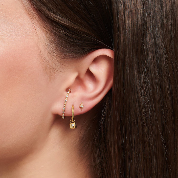 Thomas Sabo Sterling Silver Gold Plated CZ Flash Single Stud Earring