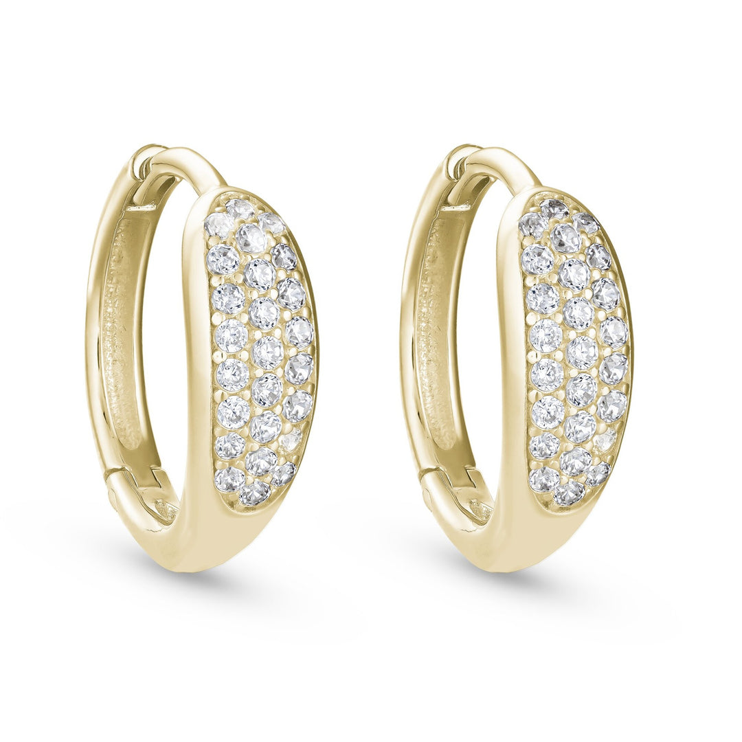 MALO Sterling Silver Yellow Vermal Plating 0.25ctw Diamond Huggie Hoop Earrings