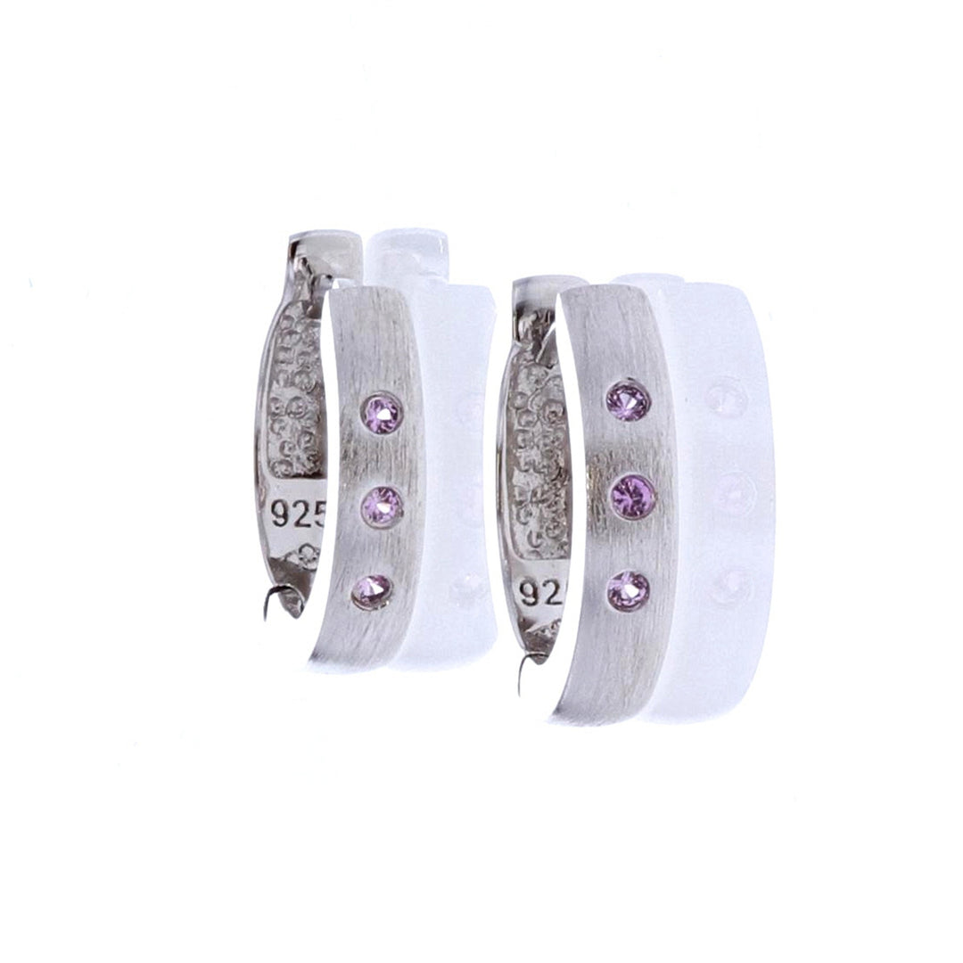 Sterling Silver Pink Sapphire 12mm Children's Hoop Earrings