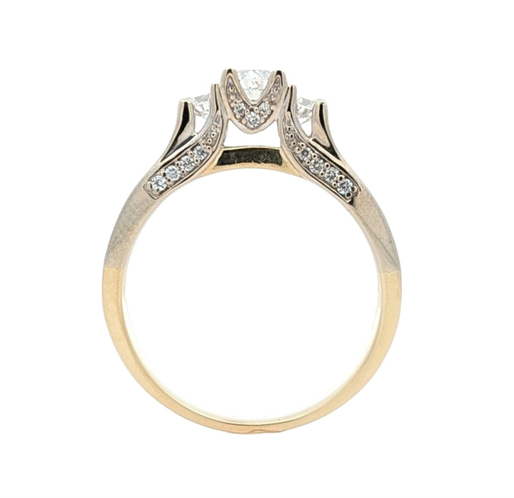 14KT Yellow Gold with Rhodium Plating 1.00ctw Diamond Estate Engagement Ring