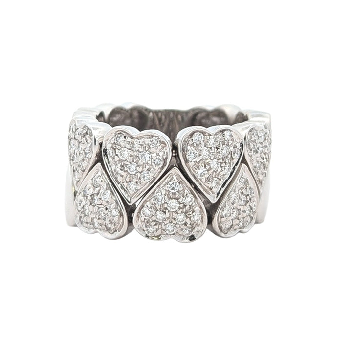 18KT White Gold 0.60ctw Diamond Heart Band
