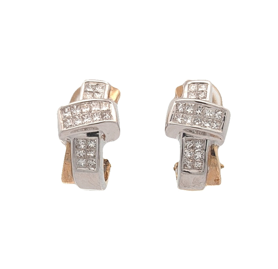 14KT Yellow and White Gold 0.75ctw Diamond Estate Earrings