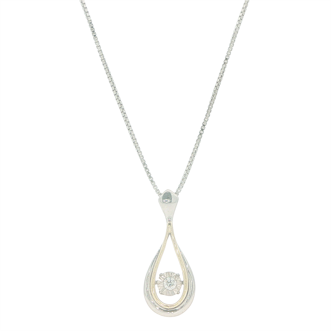 10K Yellow Gold and Sterling Silver Illuminaire 0.09cttw Diamond Pendant Necklace 18"