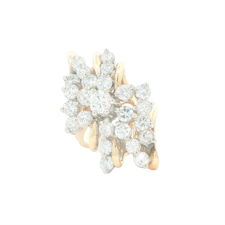 14KT Yellow and White Gold 3.00tcw Diamond Cluster Ring