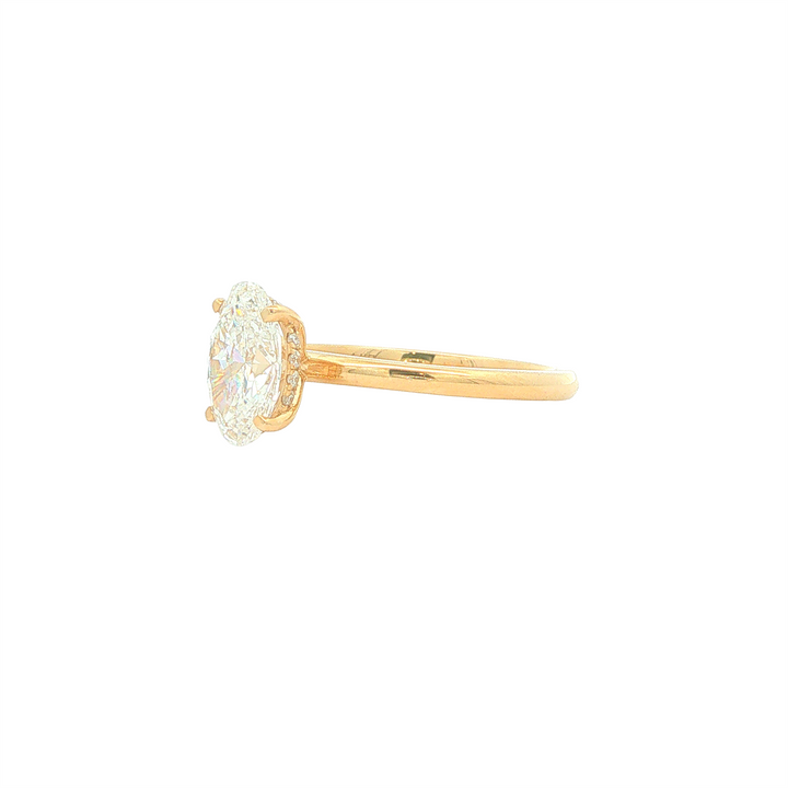 14KT Yellow Gold 1.66ctw Lab Grown Oval Cut Diamond Engagment Ring with Hidden Halo