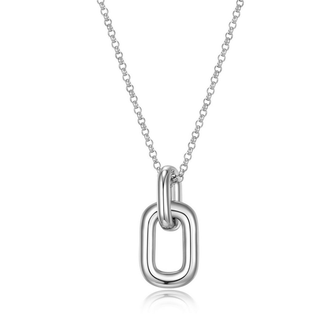 ELLE "Simpatico" Sterling Silver Interlocked Rectangle Link 17+3" Necklace