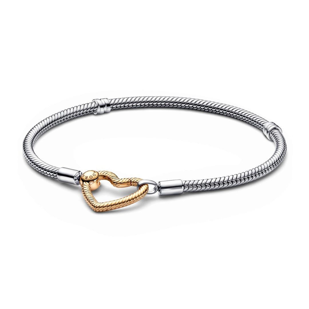 Snake chain sterling silver bracelet with 14k