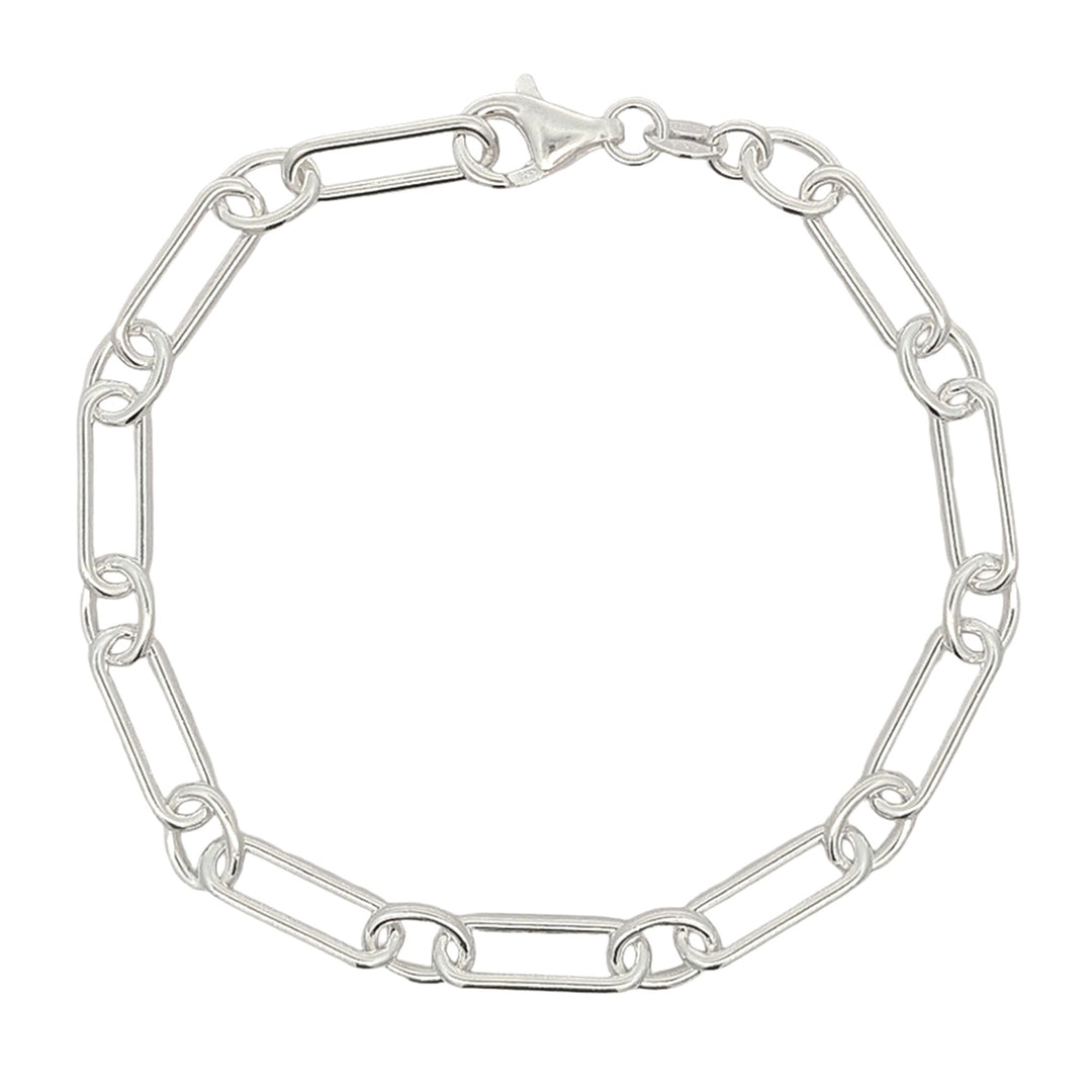 Sterling Silver 7" Enlarged Oval Paperclip Chain - 5.2mm Width, 1mm Thick