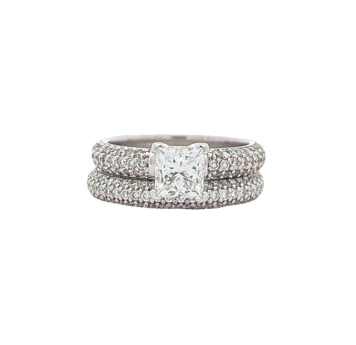 14KT White Gold 2.51ctw Canadian Diamond Estate Engagement Ring & Matching Band