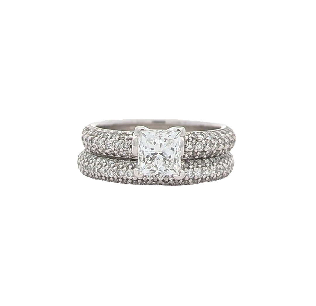 14KT White Gold 2.51ctw Canadian Diamond Estate Engagement Ring & Matching Band