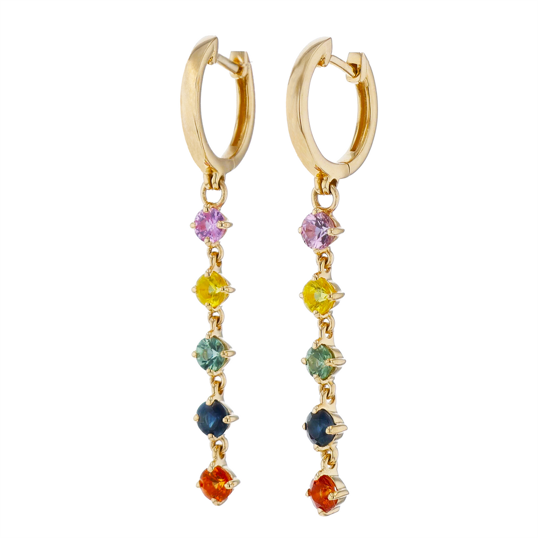 BELLARRI 14KT Yellow Gold Multi-Colour Sapphire Drop Earrings