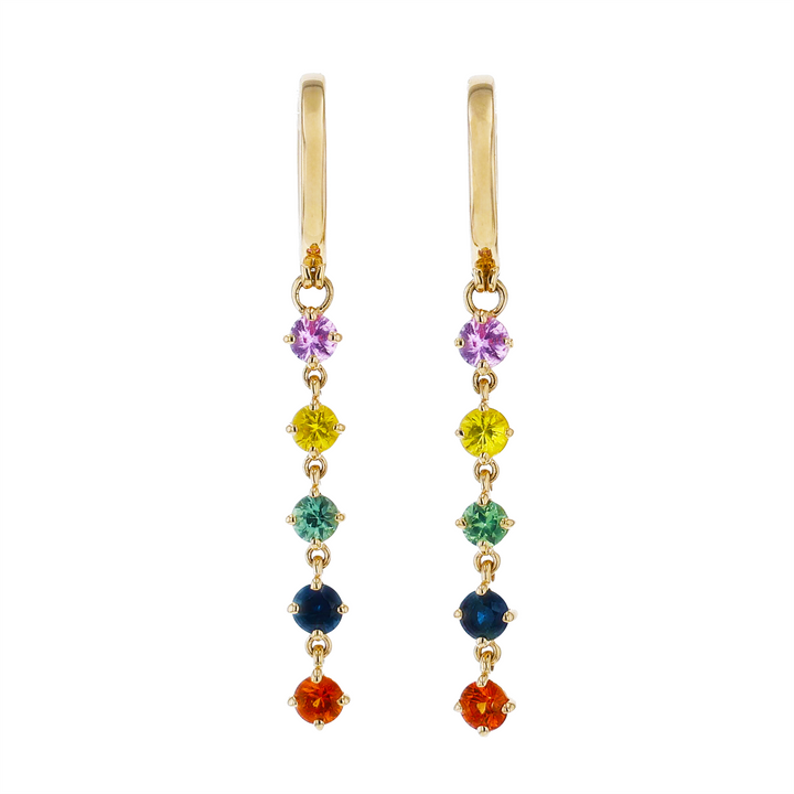 BELLARRI 14KT Yellow Gold Multi-Colour Sapphire Drop Earrings