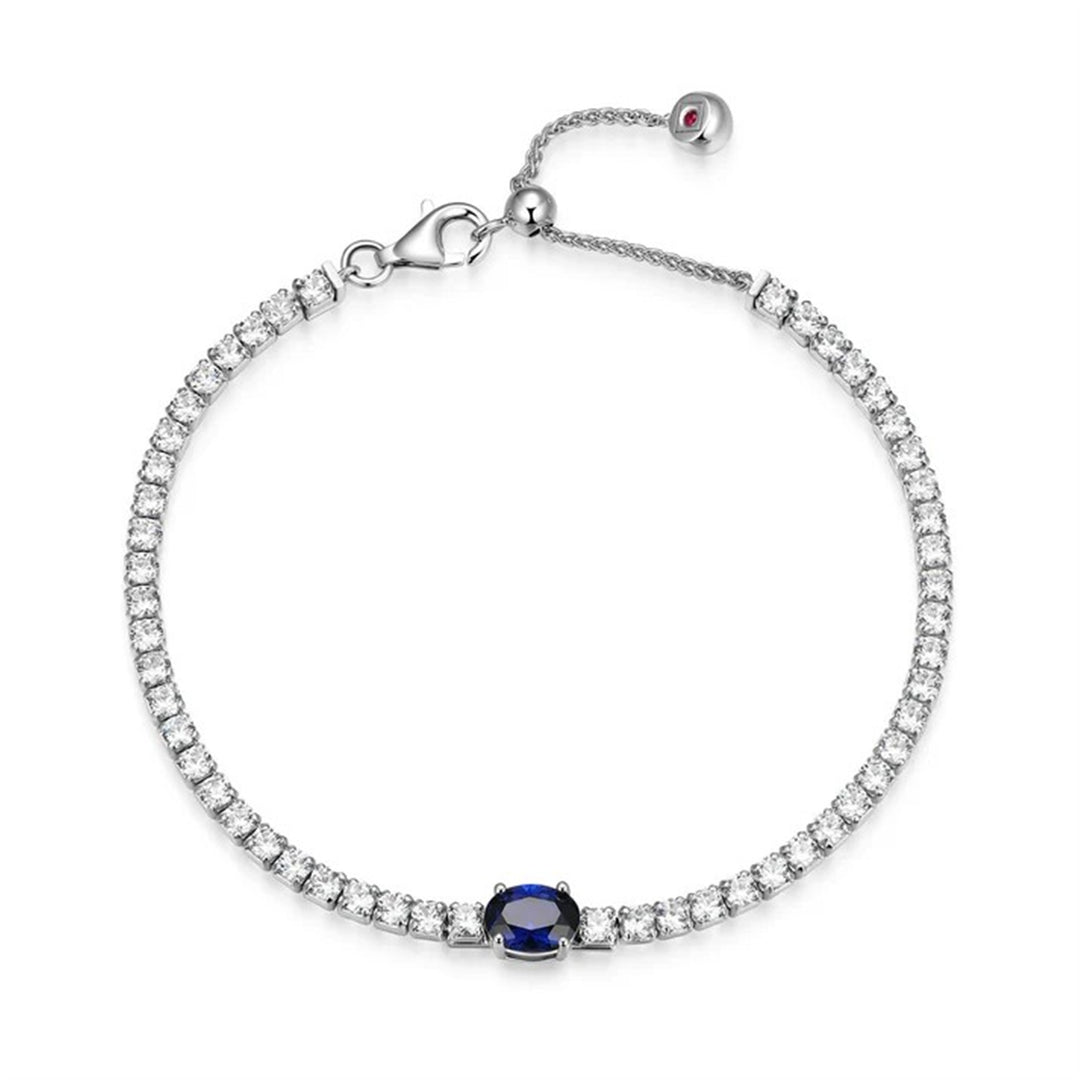 ELLE "Duchess" Lab Created Blue Sapphire & Cubic Zirconia Tennis Bolo Bracelet 8"