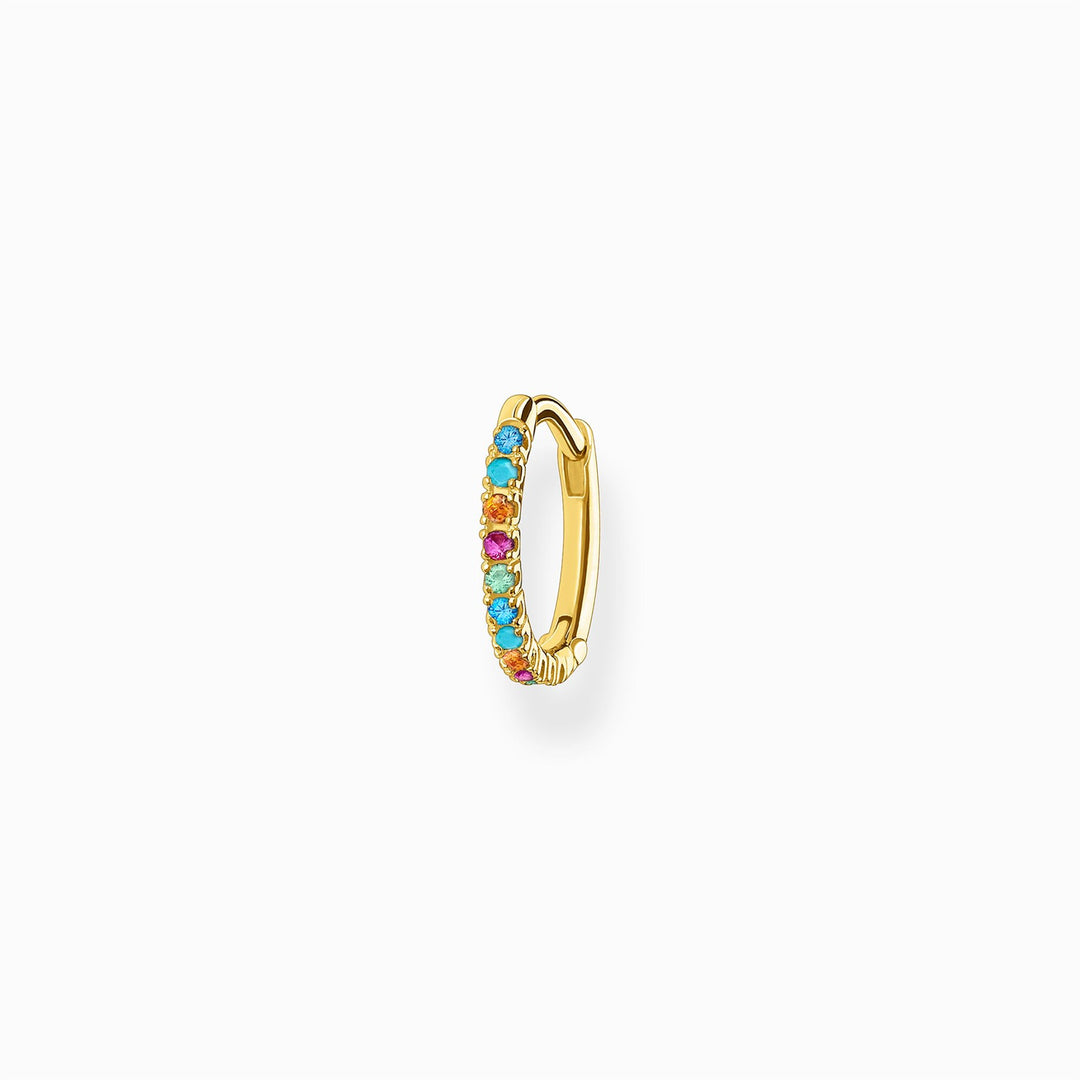 Thomas Sabo Sterling Silver Gold Plated Colourful Stones Single Hoop Earring