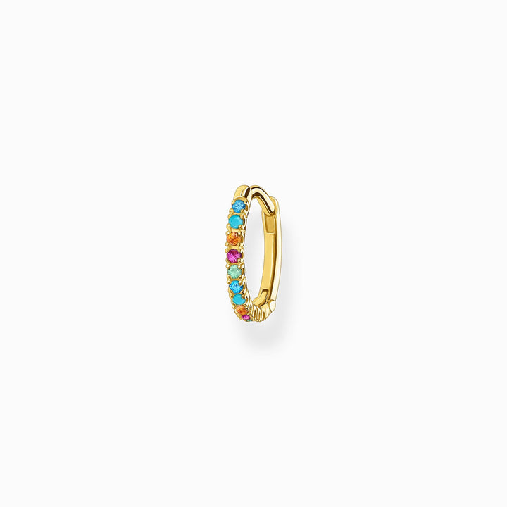 Thomas Sabo Sterling Silver Gold Plated Colourful Stones Single Hoop Earring