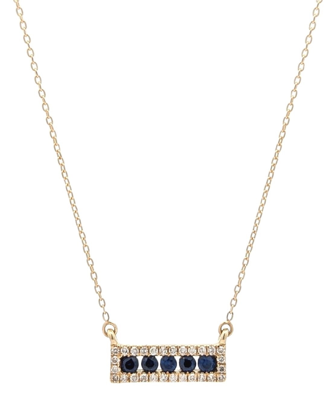 14KT Yellow Gold Sapphire and Diamond 18" Necklace
