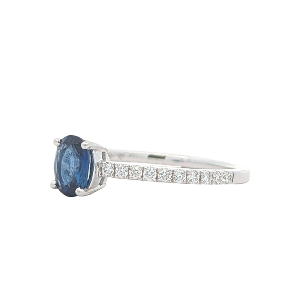 18K White Gold Sapphire Diamond Ring