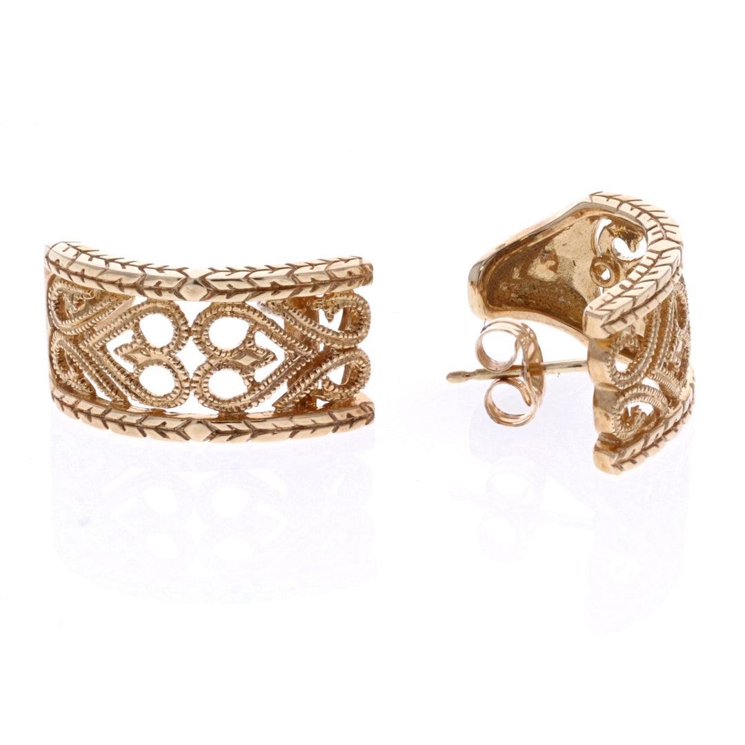 10KT Yellow Gold Half Hoop Stud Earrings